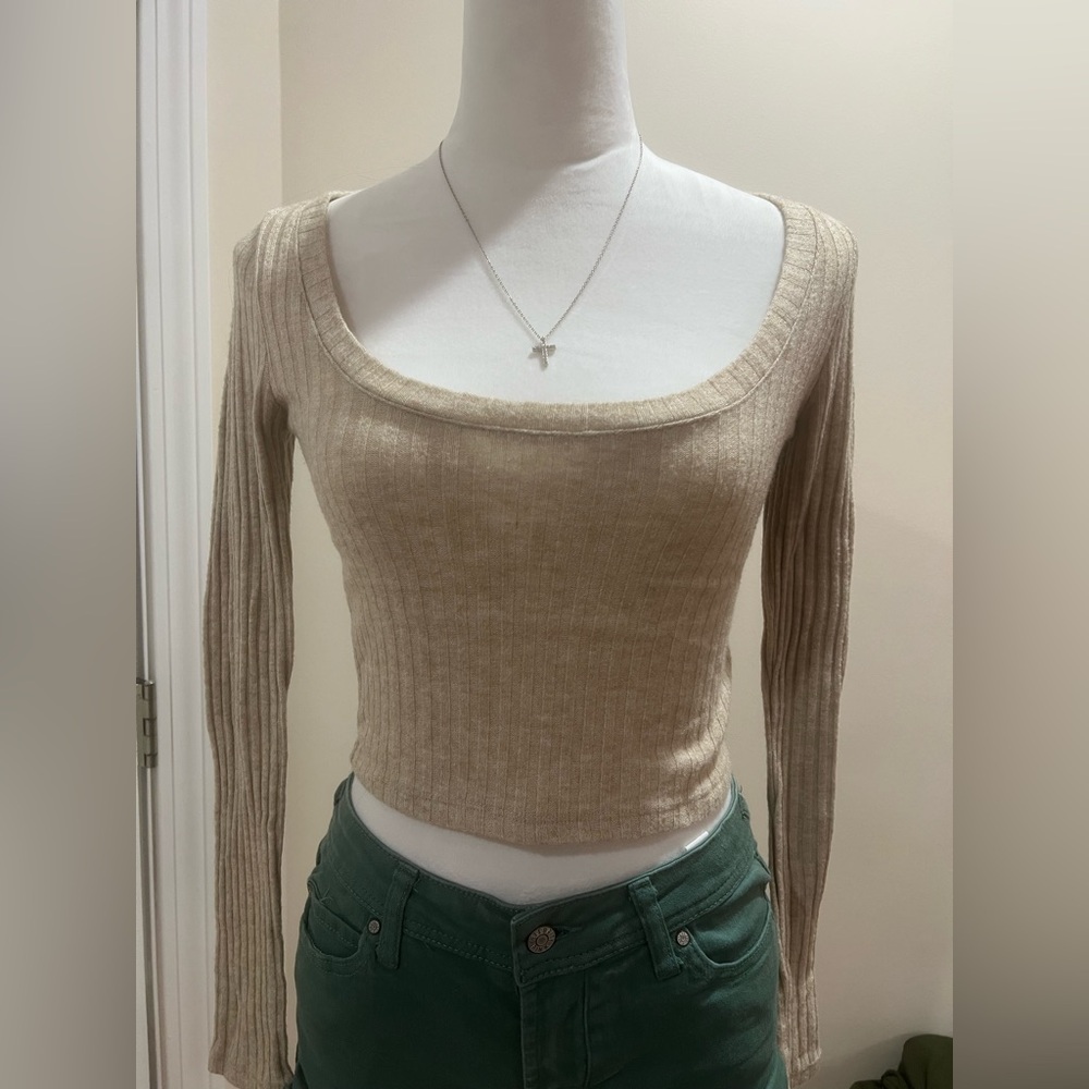 ✨ Forever 21 Ribbed Square Neck Long Sleeve – Size M ✨